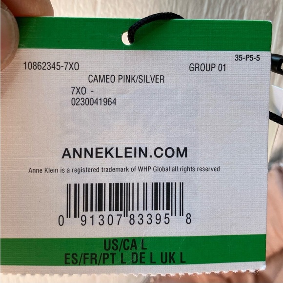 Anne Klein Floral Sequin Lace Mesh Elastic Waist Midi Skirt Pink Silver Sz L - Picture 11 of 15